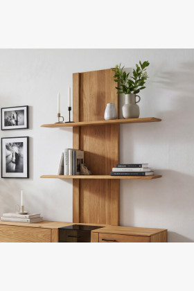 Eichenholz Wandregal mit 2 Regalböden, 95x133 cm, natur