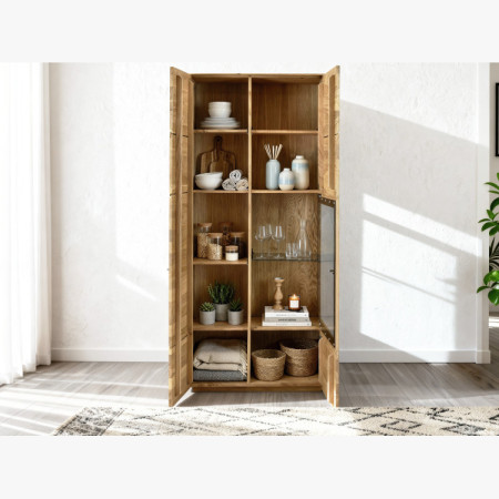 Obývací Wand aus Eichenholz Vitrine, Regale und TV-Kommode