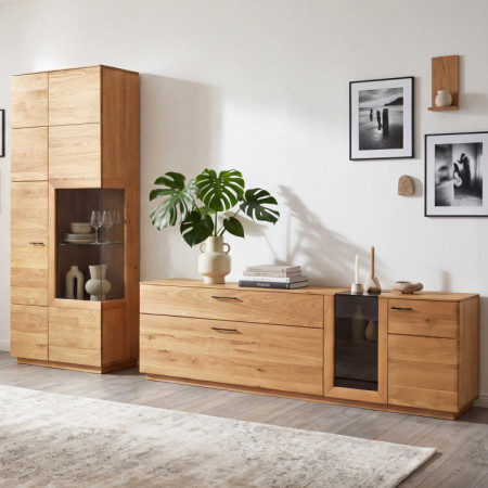 Obývane Wand aus Eichenholz Vitrine und TV-Kommode