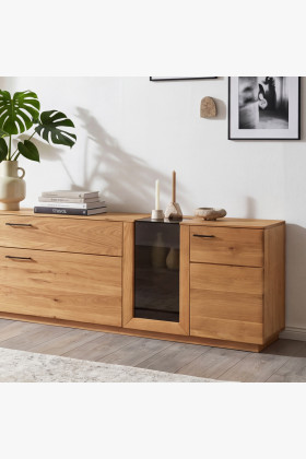 Obývane Wand aus Eichenholz Vitrine und TV-Kommode 2