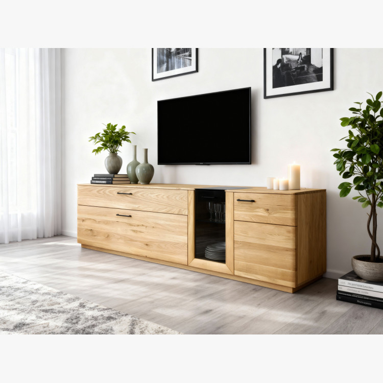 Obývane Wand aus Eichenholz Vitrine und TV-Kommode