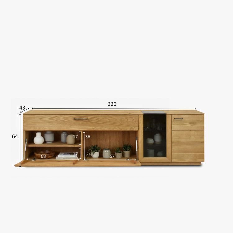 Obývane Wand aus Eichenholz Vitrine und TV-Kommode