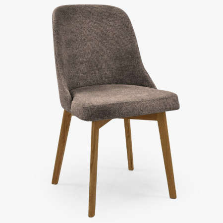 Elegante Esszimmerstühle aus graubraunem Stoff mit Eichenbeinen