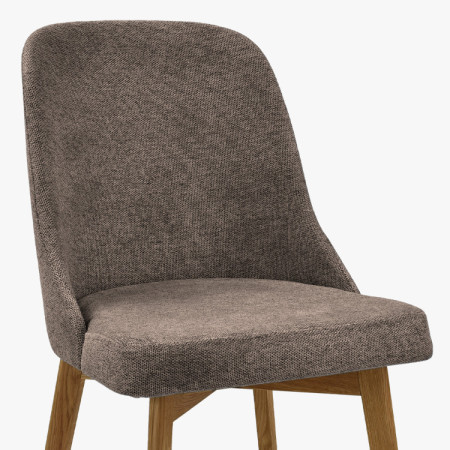 Elegante Esszimmerstühle aus graubraunem Stoff mit Eichenbeinen