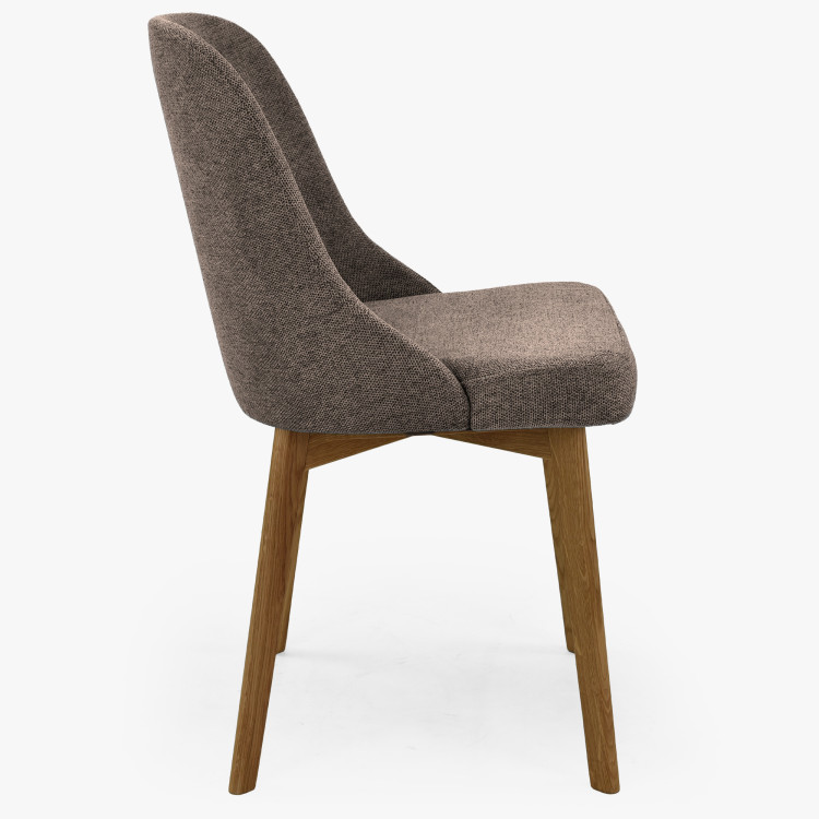 Elegante Esszimmerstühle aus graubraunem Stoff mit Eichenbeinen