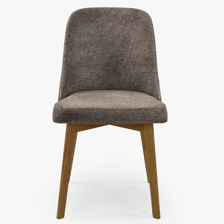 Elegante Esszimmerstühle aus graubraunem Stoff mit Eichenbeinen