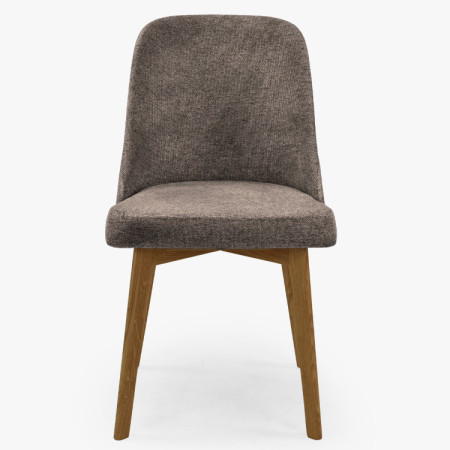 Elegante Esszimmerstühle aus graubraunem Stoff mit Eichenbeinen