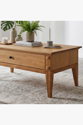 Eiche Couchtisch auf Beinen 100 x 60 cm 2