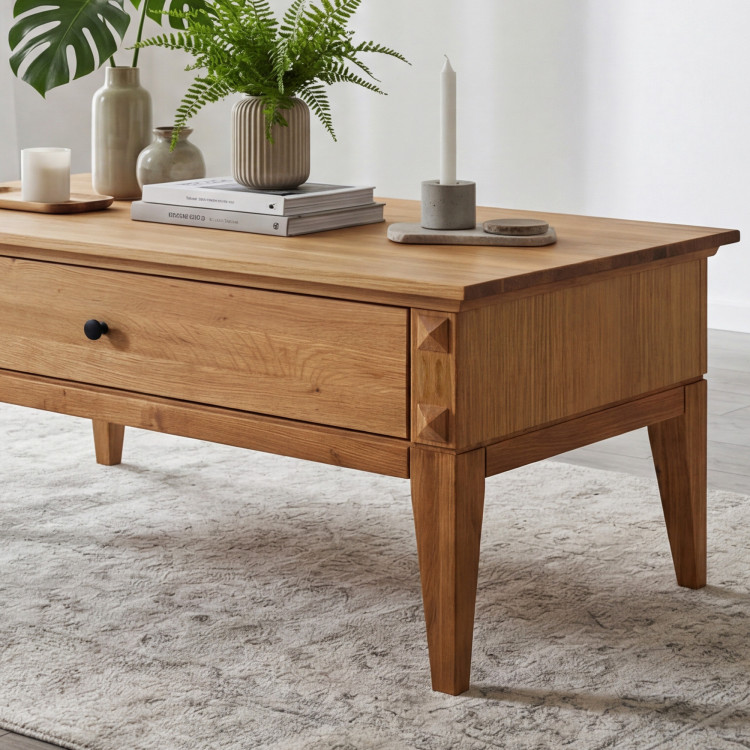 Eiche Couchtisch auf Beinen 100 x 60 cm