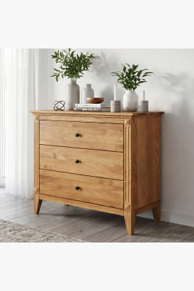 Massive Eiche Kommode 3 Schubladen Skandinavischer Stil