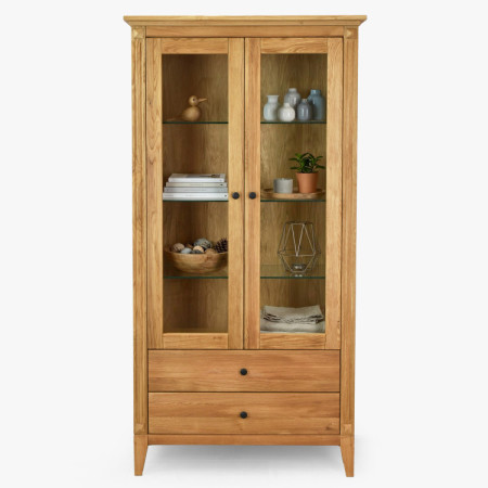 Eichenvitrine mit Schubladen im rustikalen Stil