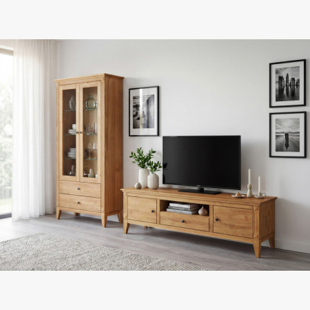 Sitzgruppe für das Wohnzimmer TV-Kommode und Vitrine