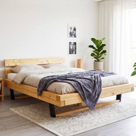 Postel aus Massivholz auf Füßen, Laura Fichte 160 x 200 cm