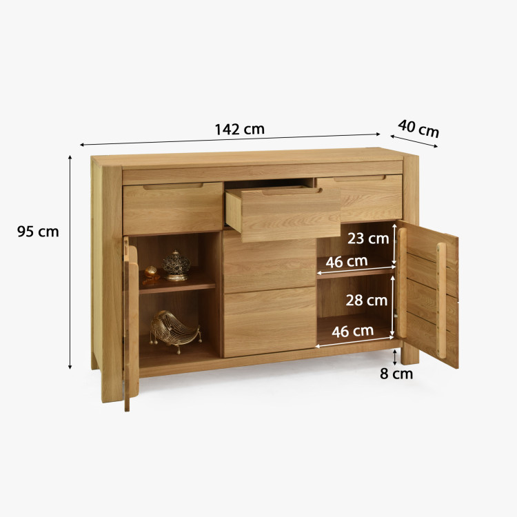 Eiche Kommode mit Türen und Schubladen