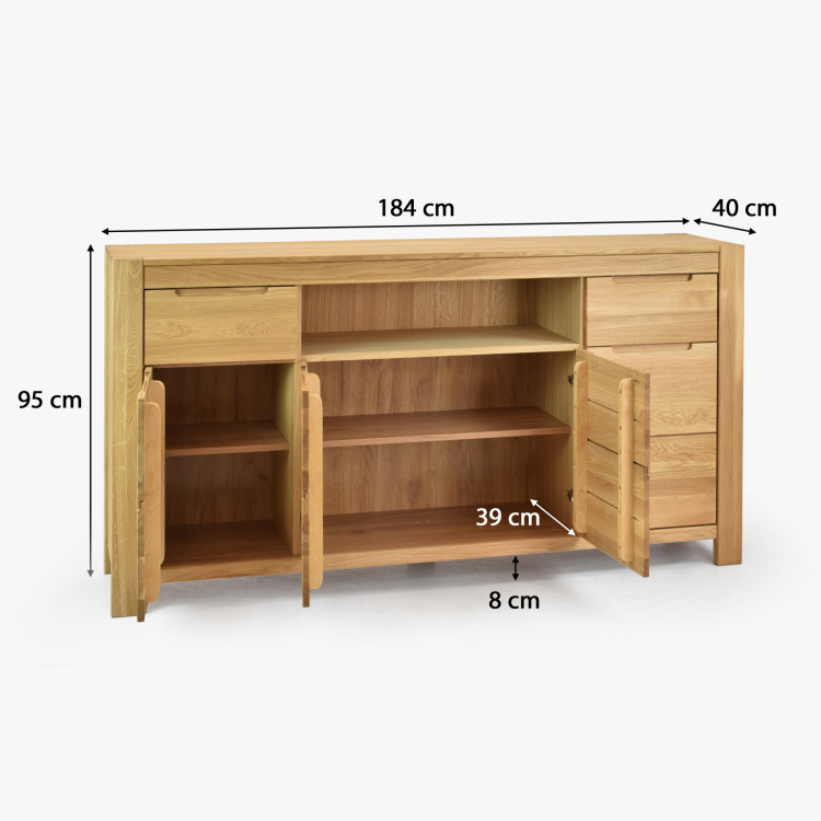 Lange Eichenkommode für das Schlafzimmer