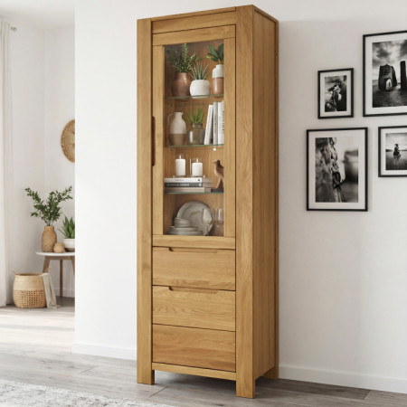 Eiche Vitrine mit Glastür(en)