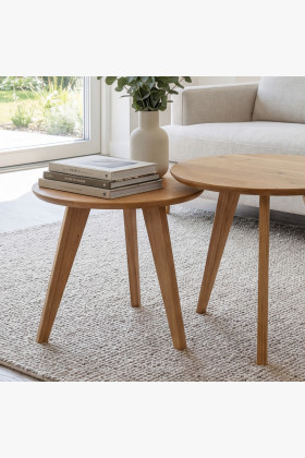 Set runder Massiv-Eichen-Tische, Typ 26 2