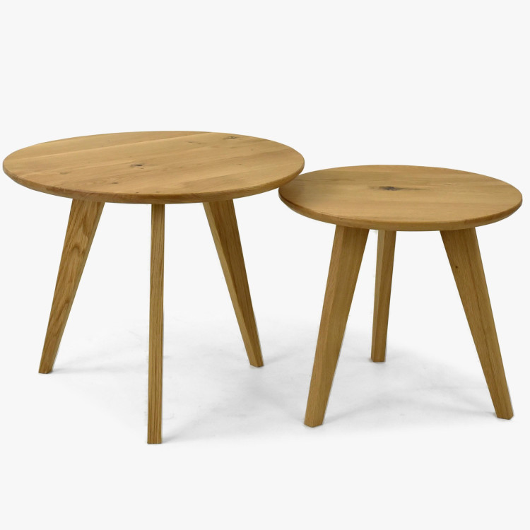 Set runder Massiv-Eichen-Tische, Typ 26