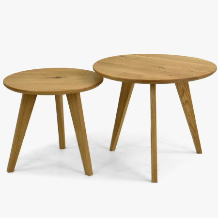 Set runder Massiv-Eichen-Tische, Typ 26