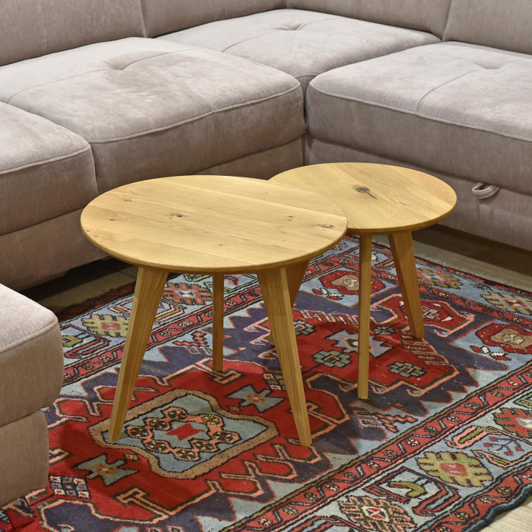 Set runder Massiv-Eichen-Tische, Typ 26