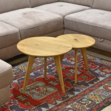 Set runder Massiv-Eichen-Tische, Typ 26