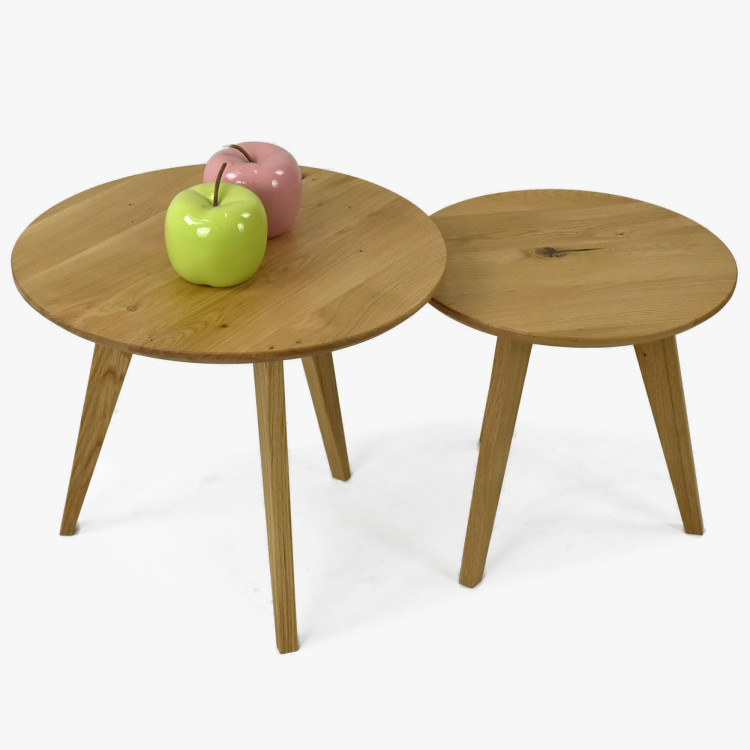 Set runder Massiv-Eichen-Tische, Typ 26