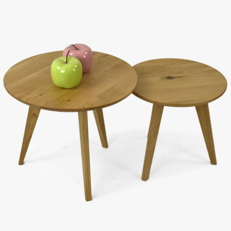 Set runder Massiv-Eichen-Tische, Typ 26