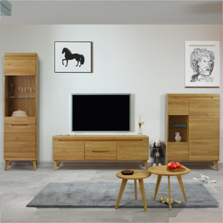 Set runder Massiv-Eichen-Tische, Typ 26