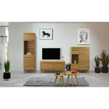 Set runder Massiv-Eichen-Tische, Typ 26