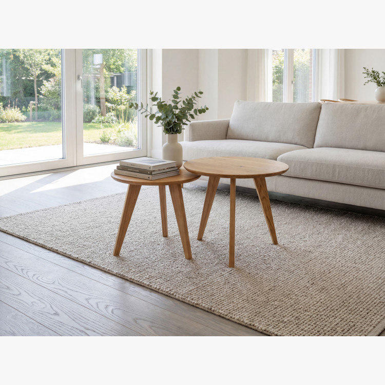 Set runder Massiv-Eichen-Tische, Typ 26