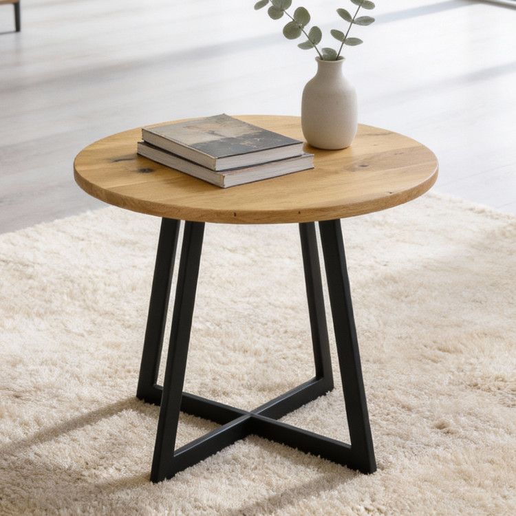 Stelltisch für das Wohnzimmer rund massiv, Typ 8