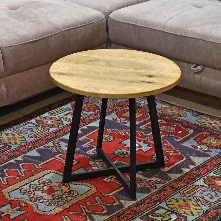 Stelltisch für das Wohnzimmer rund massiv, Typ 8