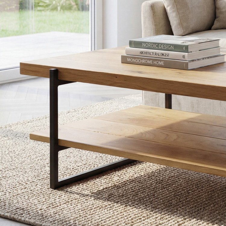 Massiver Konferenztisch mit Regal Eiche