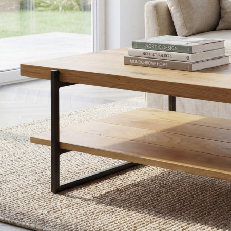 Massiver Konferenztisch mit Regal Eiche