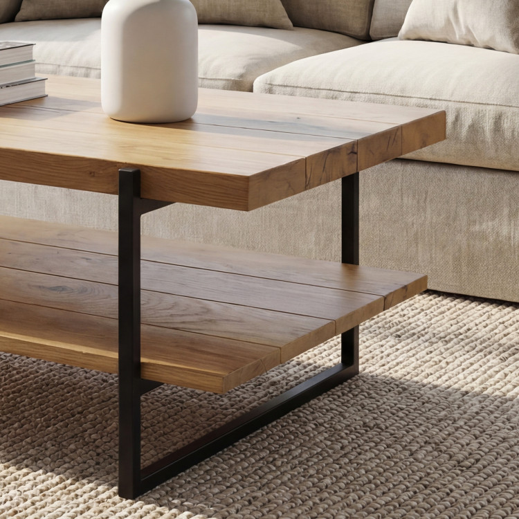 Massiver Konferenztisch mit Regal Eiche