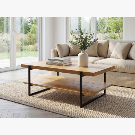 Massiver Konferenztisch mit Regal Eiche