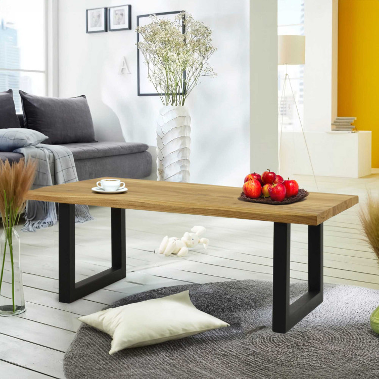 Eichen-Couchtisch mit Metallbeinen