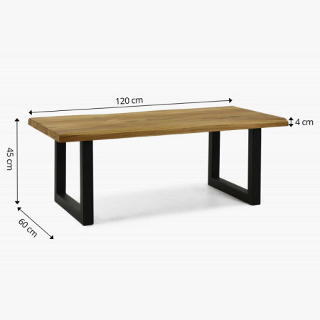 Eichen-Couchtisch mit Metallbeinen