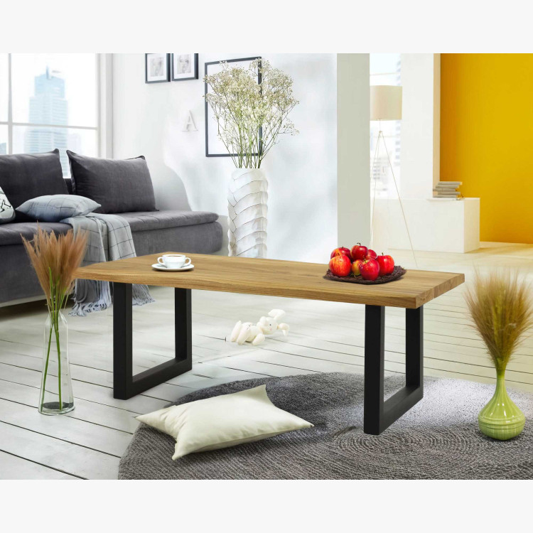 Eichen-Couchtisch mit Metallbeinen