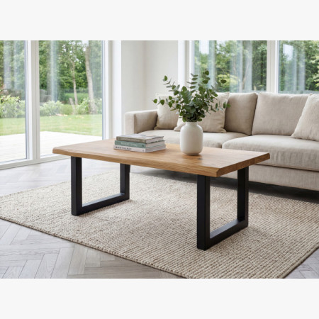 Eichen-Couchtisch mit Metallbeinen