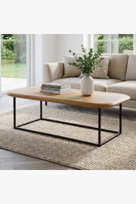 Rechteckiger Couchtisch Eichenholz 120x60 cm schwarz-matte