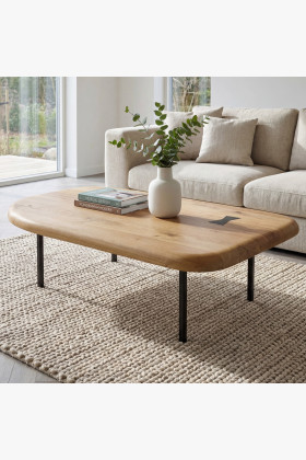 Massivholz Couchtisch Eiche geölt organische Form 5 cm