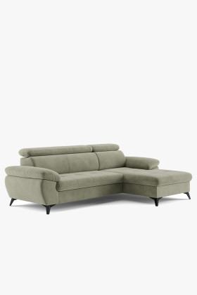 Moderne Eckcouch mit Schlaffunktion links, Massivholz