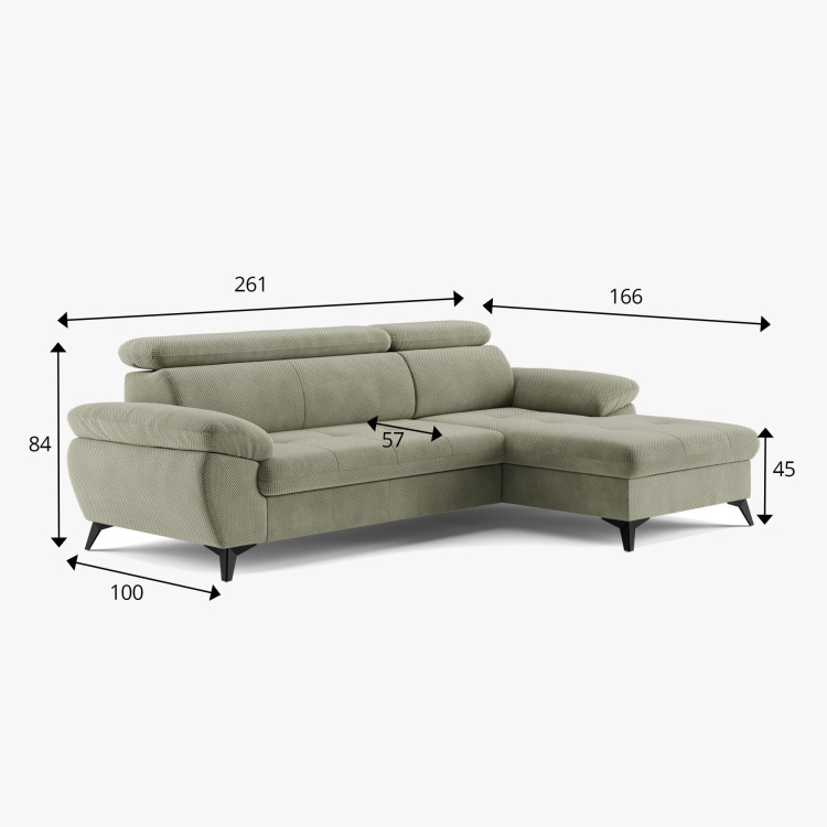 Ecksofa mit Schlaffunktion, Ecke rechts - Stoffauswahl