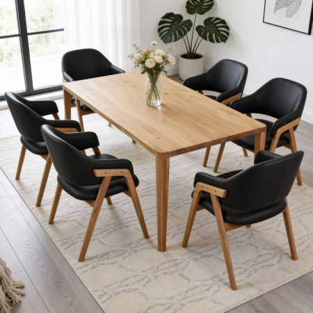 Jídelní stůl zaoblený dub 200 x 95 cm