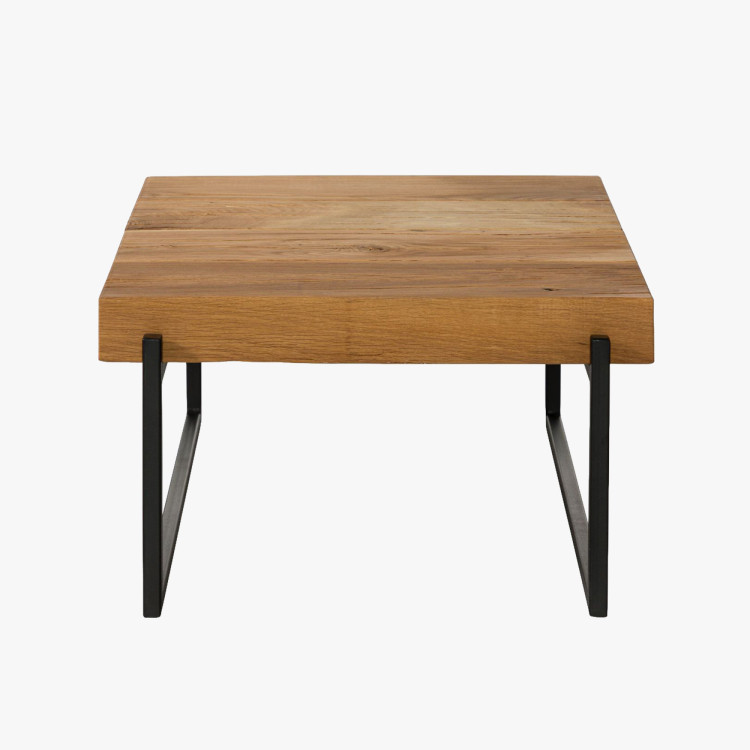 Konferenztisch aus Eichenbalken mit Metallbeinen 60 x 60 cm