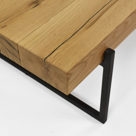 Konferenztisch aus Eichenbalken mit Metallbeinen 60 x 60 cm