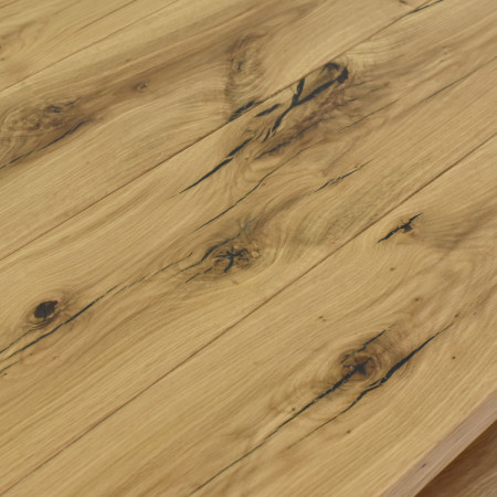 Konferenztisch aus Eichenbalken mit Metallbeinen 60 x 60 cm