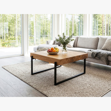 Konferenztisch aus Eichenbalken mit Metallbeinen 60 x 60 cm