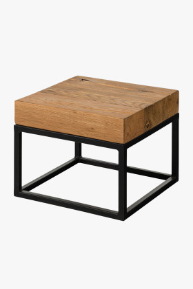 Konferenztisch aus Eichenbalken mit Metallbeinen 40 x 40 cm